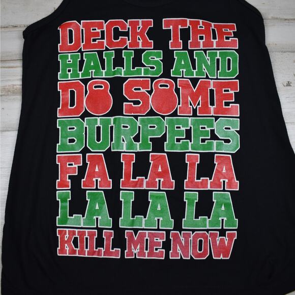 Funny Christmas Burpee WOD Crossfit Calisthenics black tank top Women's medium - Picture 3 of 6